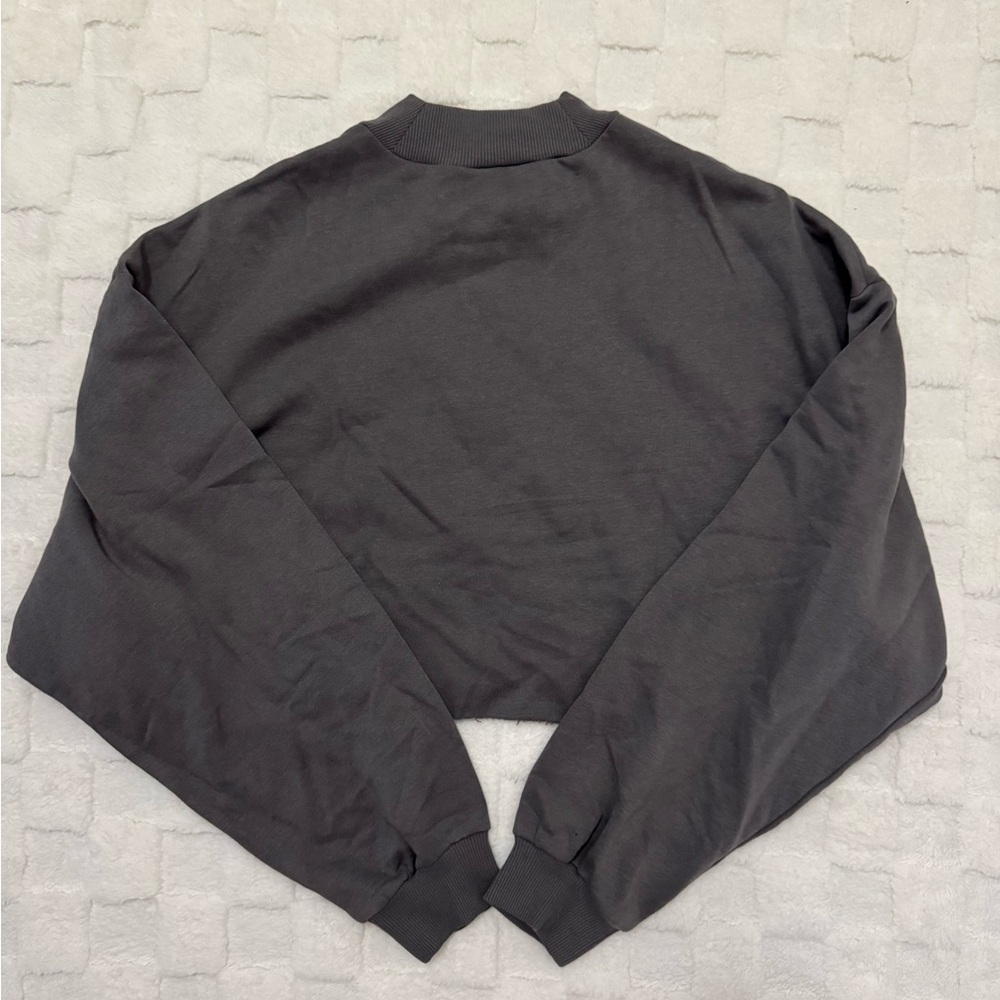 NWOT H&M Gray Graphic Cropped Oversized Sweatshirt - Women’s X-Large - Picture 3 of 5